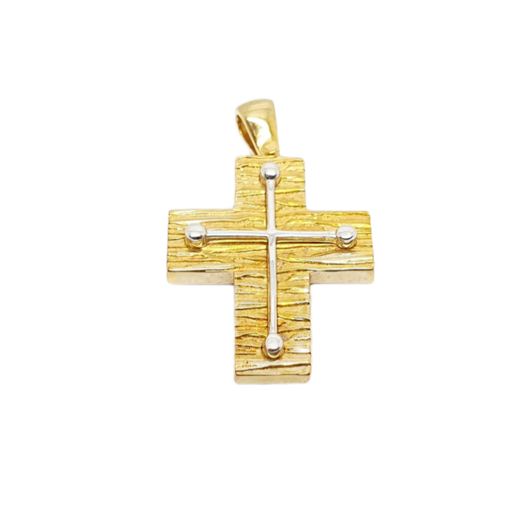 Croce in oro giallo e oro bianco k14 (code GP1903)